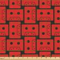 thumbnail image 2 of Ambesonne 80's Fabric by the Yard Upholstery, Cartoon Cassettes Drawing Art, 2 Yards, Dark Coral Charcoal Grey, 2 of 5