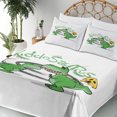 thumbnail image 3 of Ambesonne Emoji Fitted & Top Sheet Set with Shams, Dinosaurs Funny Shocked Face, White Mustard Fern Green, 3 of 5