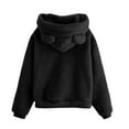 thumbnail image 3 of Women'S Fleece Hoodie With Bear Ears, Winter Warm Long Sleeve Sweatshirt, Casual Loose Fit Pullover, Lightweight Streetwear Top Wrm Sweatshirt Halloweentown Hoodie Outfit (S, Black) ZMTing, 3 of 4
