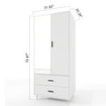 thumbnail image 4 of ModMakers 2-Door Wardrobe Armoire Closet with Feet, Freestanding Wood Armoire Wardrobe Closet Storage Cabinet with Mirror Door\ Drawers & Hanging Rob, White, 4 of 6