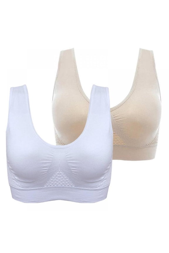 M-6XL U-shaped Beauty Back Sports Bra Solid Yoga Running Vest Bra Wire Free Workout Fitness Bralettes One-piece Sports Crop Tops， 2 Pack