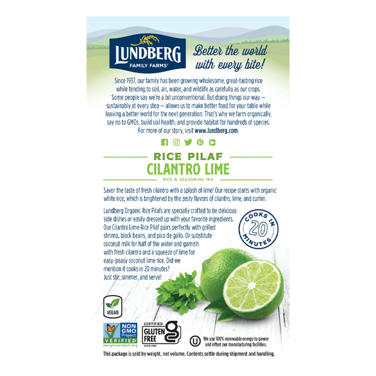 Lundberg Family Farms Organic Cilantro Lime Rice - 6 ct