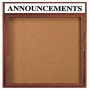 Aarco Products WBC3636RH 1-Door Enclosed Bulletin Board with Header - Walnut Stain