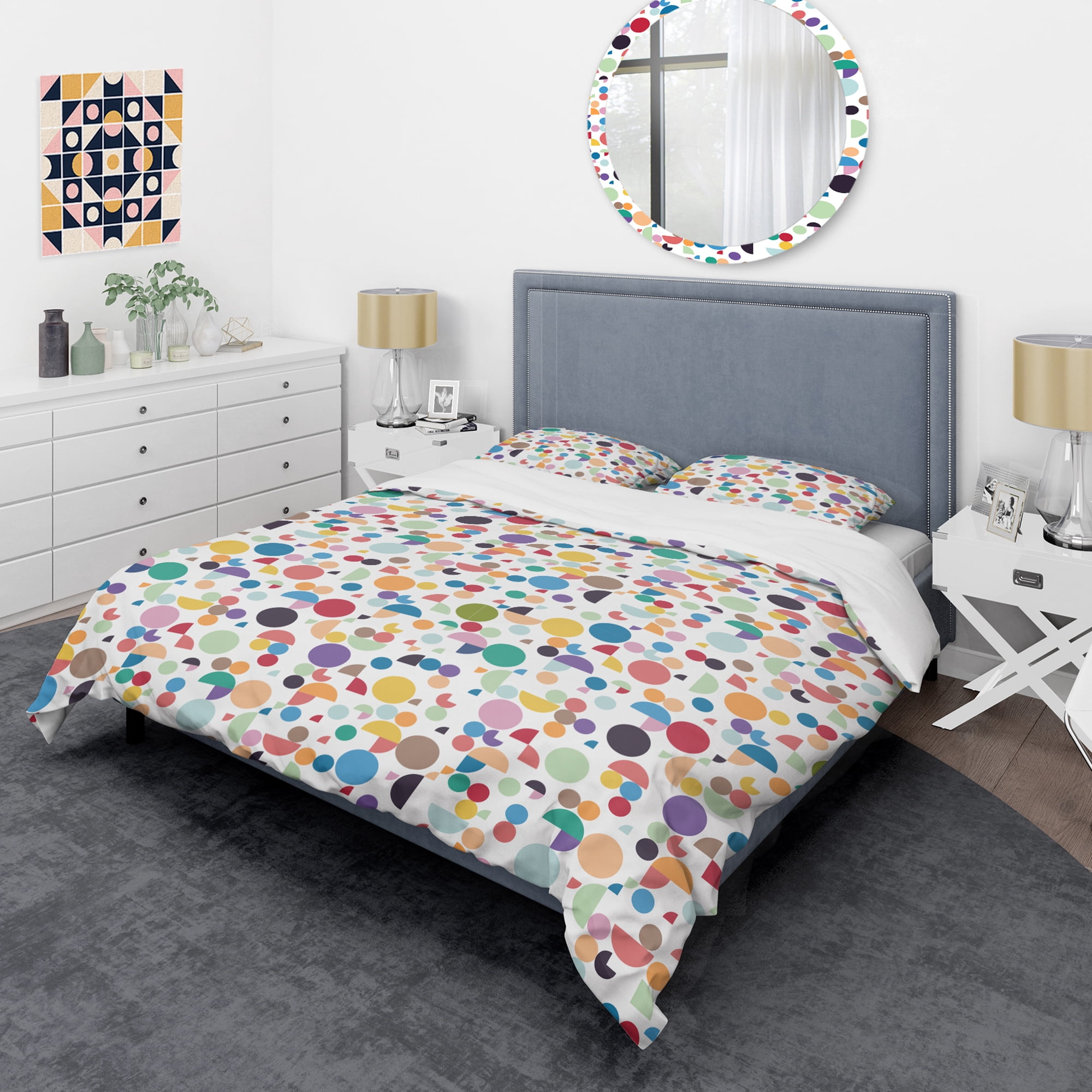 Designart 'Retro Abstract Circular I' Mid-Century Modern Duvet Cover Set