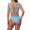 thumbnail image 3 of INSPIRAR CHIC Bikini de Mujer con Volantes, Escote en V, Tirantes Anchos, Estampado de Leopardo, 2 Piezas, Top Ajustable y Parte Inferior Triangular, Grande, Azul Cielo, 3 of 5