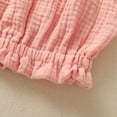 thumbnail image 4 of Little Girl's Solid Color Suit, Elastic Short Sleeve Crew Neck Crop Top and Lace Short Pants with Bow 2 Pcs Set, 4 of 6