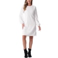 thumbnail image 1 of INSPIRE CHIC Vestido Elegante de Manga Larga para Mujeres Invitadas de Boda Cuello Redondo Vestidos Sólidos M Blanco, 1 of 6