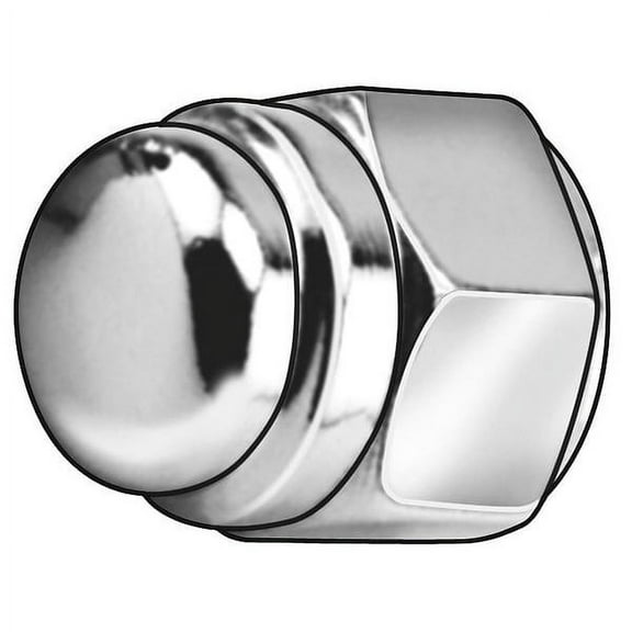Flattened Head Cap Nut, 1/4"-28, Steel, Chrome Plated, 0.47 in H, 5 PK