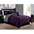 thumbnail image 3 of 7 Pieces Queen Size Dark Purple / Grey / Black Double-Needle Stitch Pinch Pleat All-Season Bedding-Down Alternative Embroidered Comforter Set, 3 of 3