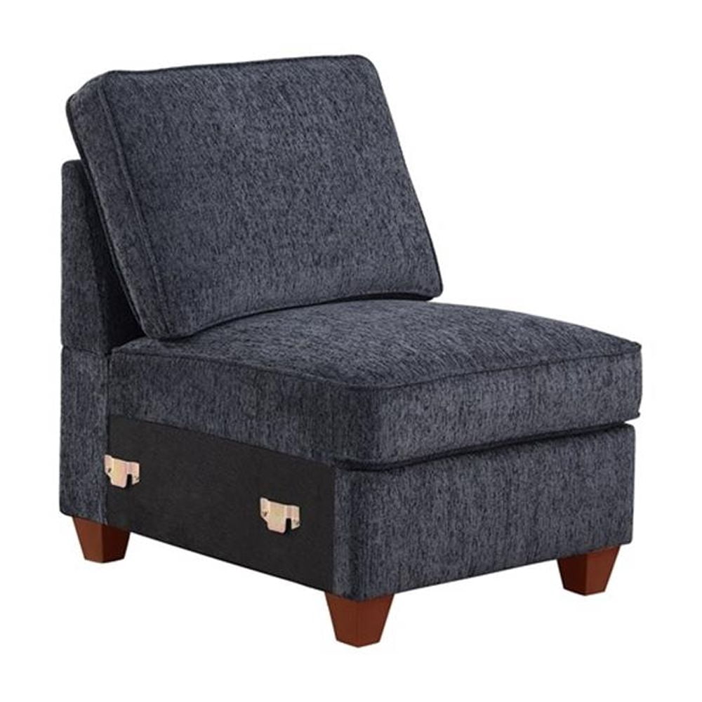 Devion Furniture 7-Piece Upholstered Modern Chenille Sectional in Black