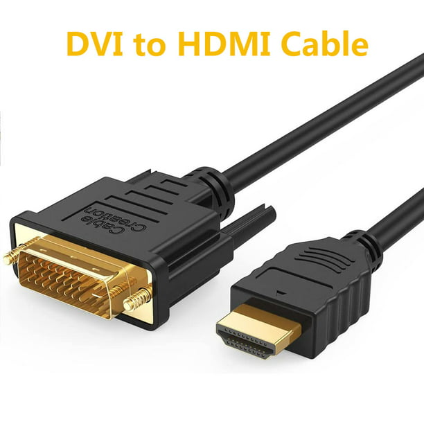 DVI to HDMI Cable, CableCreation 4K HDMI to DVI-D Bi Directional Adapter, HDMI DVI-D 24+1 , Support 1080P for Raspberry Pi, Roku, Xbox One, PS5, Graphics Card, Blue-Ray, Switch -