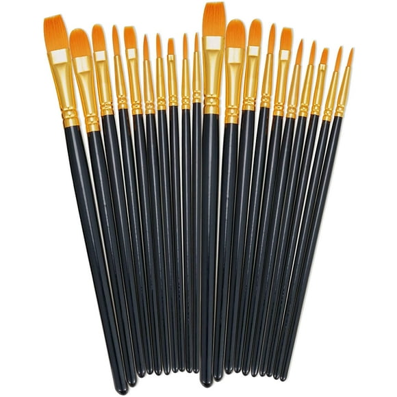 Paint Brushes Set, 30 Pcs Round Pointed Tip Paintbrushes Nylon Hair Artist Acrylic Paint Brushes for Acrylic Oil Watercolor, Face Nail Art, Miniature Detailing & Rock Painting