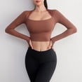 thumbnail image 4 of Tops de entrenamiento para mujer, camisas de manga larga, Top corto de gimnasio, camiseta de compresión de yoga atlética con orificio para el pulgar, 4 of 5