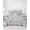 thumbnail image 3 of Farmhouse Queen Size Down Alternative Comforter, Lightweight Comforter Quilt Bedding Set with Pillow Shams Teal Blue Green Vintage Flower Leaf Plant All Seasons Bed Comforter Duvet Insert 90"x96", 3 of 7