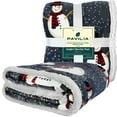 thumbnail image 2 of PAVILIA Premium Christmas Sherpa Throw Blanket | Snowman Decoration, Fleece, Plush, Warm, Cozy Reversible Microfiber Holiday Blanket | Christmas Gift - 60x80, 2 of 7