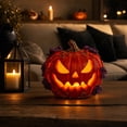 thumbnail image 5 of Halloween Decorations Indoor Outdoor, Lighted Resin Pumpkin Lamp Battery, Spooky Tabletop Ornament for Home Window, Mantel Shelf, Party Display, E E, 5 of 6