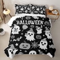 thumbnail image 2 of Homewish Cute Pink Witch Ghost Quilt Full for Girls, Halloween Print Full Bedspread Sets, Black Gray White, 3-Piece 1 Bedspread and 2 Pillowcases, 2 of 7