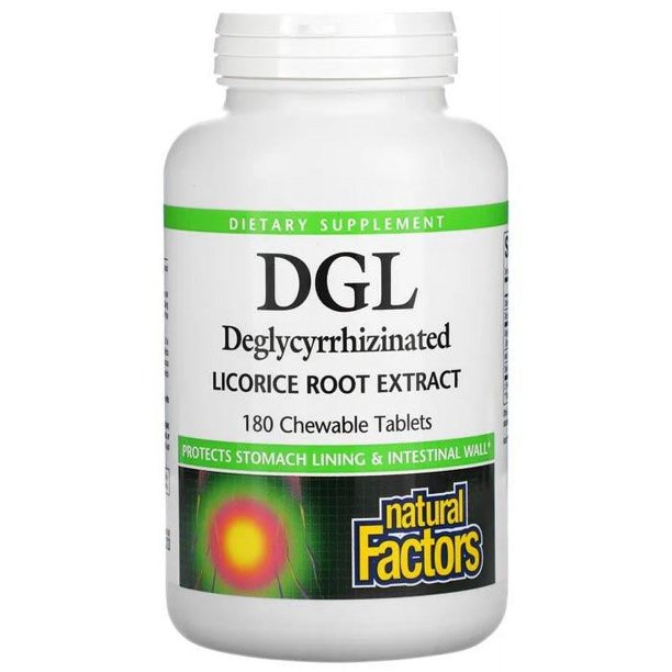Natural Factors DGL Deglycyrrhizinated Licorice Root, 180 Chewable