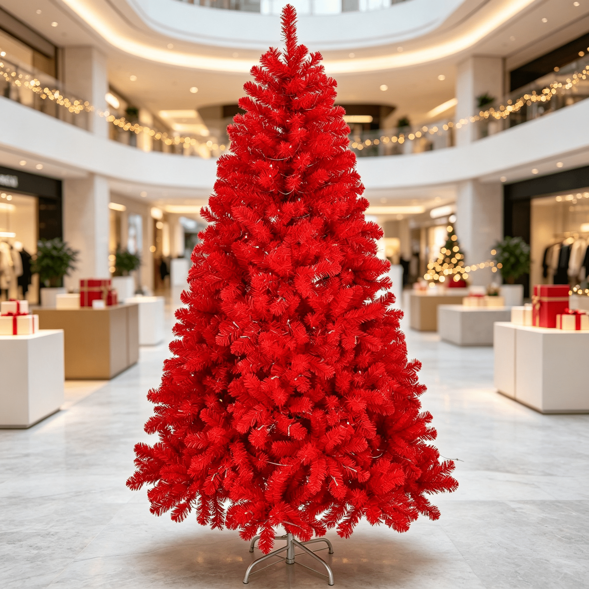 Astoutdoor 6 ft Artificial Christmas Tree, Unlit Hinged Pine Tree with 800 Branch Tips and Sturdy Metal Stand, Red