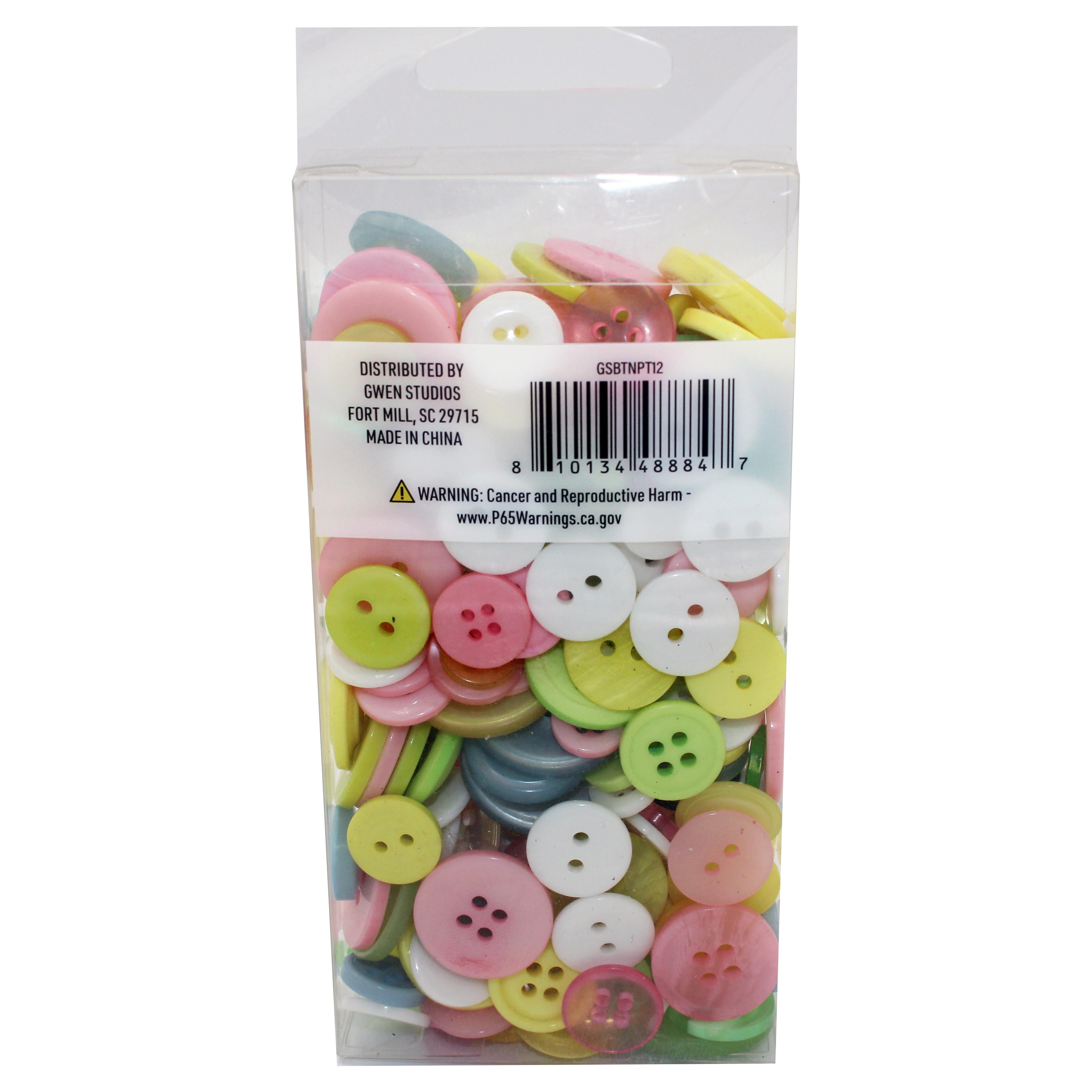 Gwen Studios Plastic Sewing Buttons Value Pack, 3.5 oz., Assorted Sizes, Pastel Colors