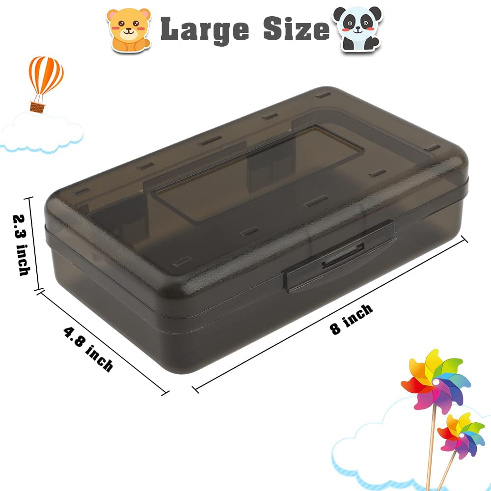 Pencil Box, Large Capacity Clear Pencil Case, 1 Pack Hard Pencil Case, Clear Crayon Box with Snap-tight Lid Stackable Design, Plastic Storage Box for Office Supplies, Pink