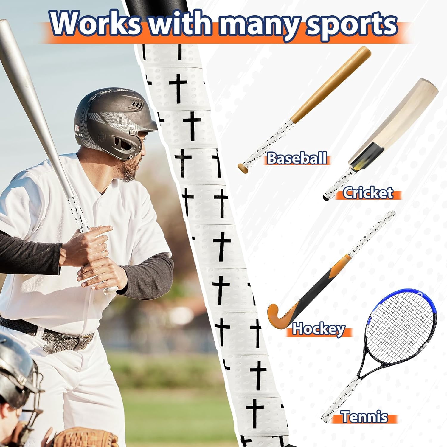 NestE-Baseball Bat Grip Tapes 1.5mm Precut and Full Adhesive Softball Grip Tape,Non-Slip Baseball Bat Wrap Tape Religious Cricket Batting Tape Replacement