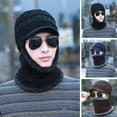 thumbnail image 2 of Mosey Men Winter Hat Sunshade Thermal Knitted Elastic Short Brim Full Anti slip Unisex Outdoor Camping Skiing Balaclava Cap Hat Scarf Integrated Headgear, 2 of 8