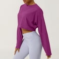 thumbnail image 4 of AherBiu Crop Tops for Women Fall Casual Loose Long Sleeve Crewneck Pullover Solid Color Plain Tshirts, 4 of 7