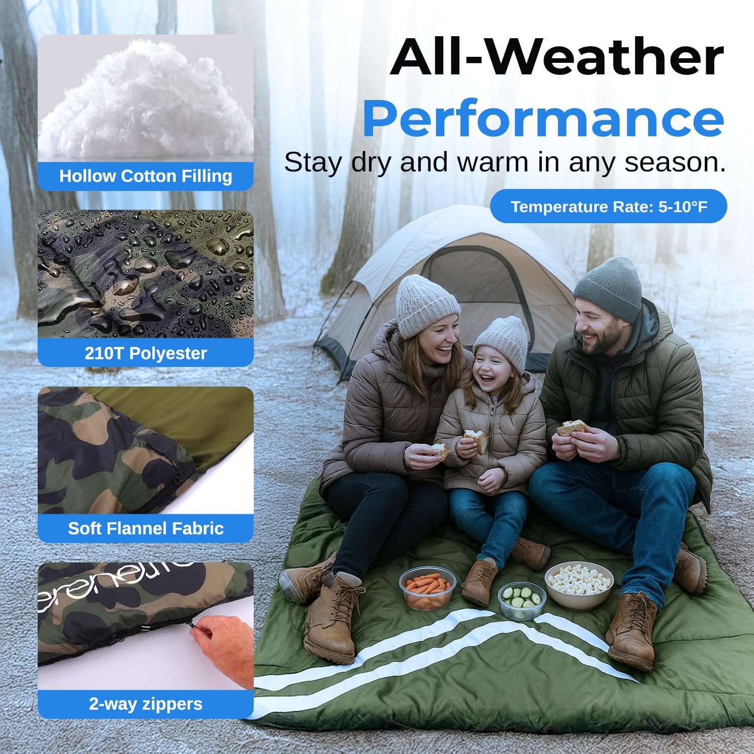SereneLife Double Sleeping Bag with Pillows photo 2