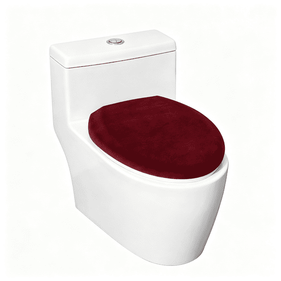 XIBUFE Comfortable Soft Plush Toilet Lid Cover for Bathroom, Machine Washable Toilet Seat Covers, Fits Most Round Elongated and Oblong Lids, Easy Installation& Cleaning (Burgundy)