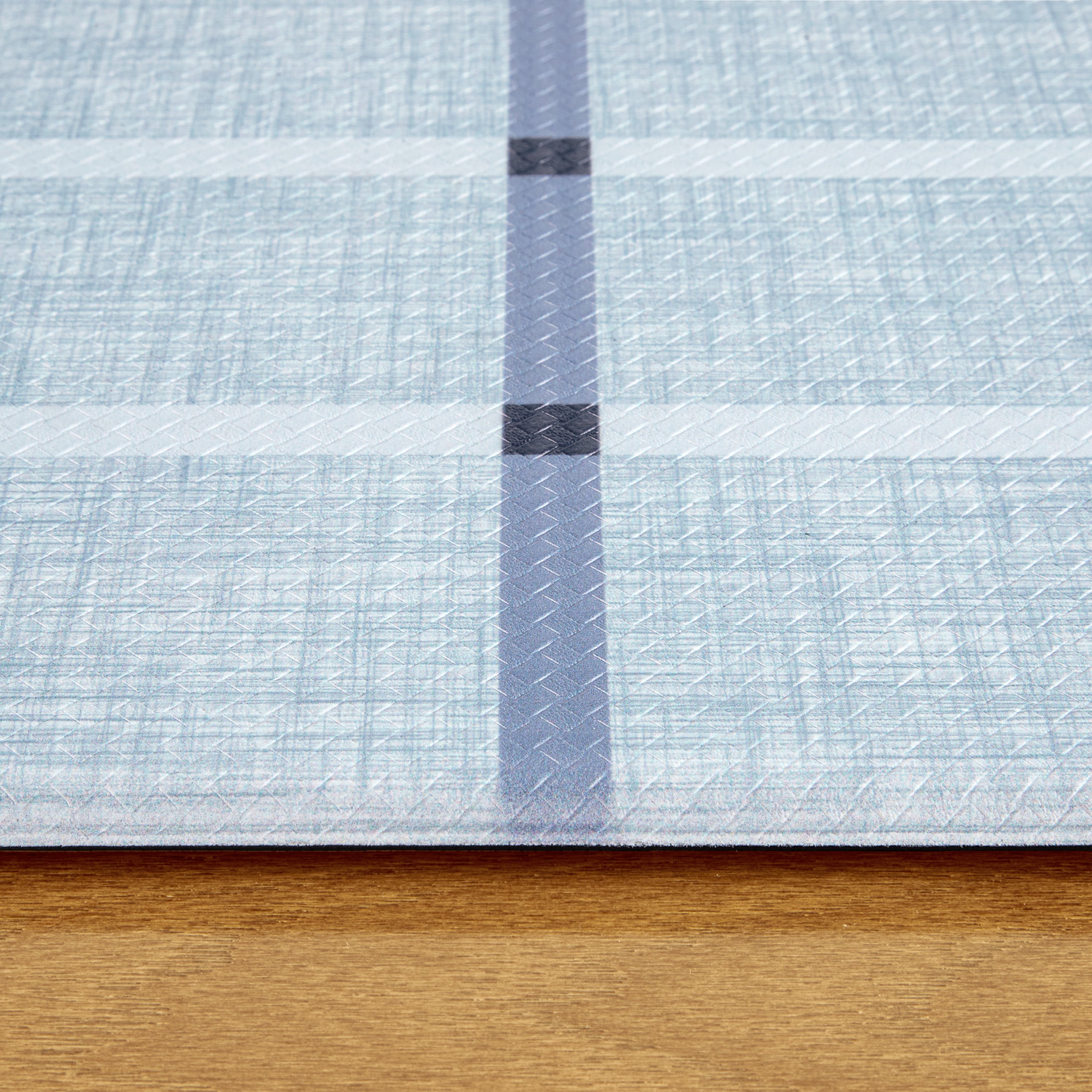 TOWN & COUNTRY BASICS Comfort Plus Windowpane Plaid Anti Fatigue Comfort Mat, Kitchen Runner Mat, Standing Desk Mat, Dorm Room Rug, Non-Slip Backing, Blue, 18"x55"
