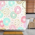 thumbnail image 4 of Pink Donut Shower Curtain Sweet Fast Food Dessert Tasty Donuts Art Print Sprinkles Tasty Food Bakery Shower Curtain Sets for Bathroom with 12 Hooks 72x72 Inches, 4 of 6