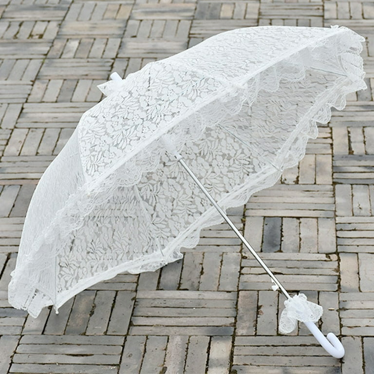 Violet Lace Wedding Parasol - Foldable Bride Umbrella For Photos, Props & Romantic Events (Not Waterproof)