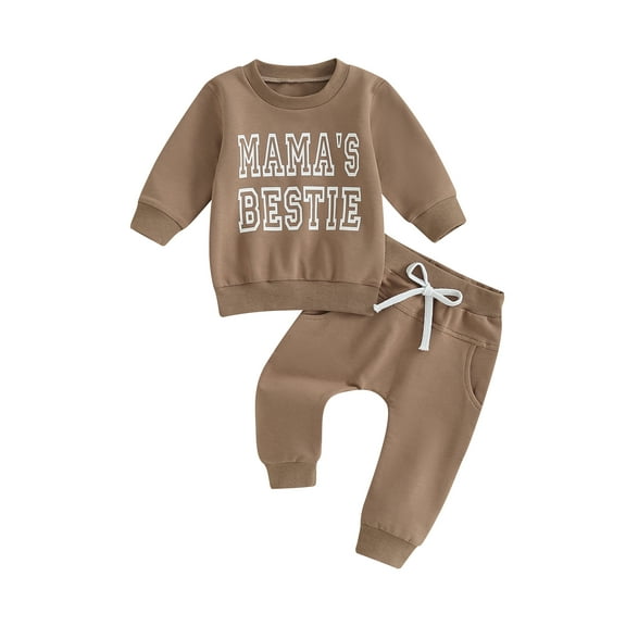 Bagilaanoe 2PCS Toddler Baby Girl Boy Long Pants Set Letter Print Long Sleeve Sweatshirt Pullover Tops Drawstring Sweatpants 6M 12M 18M 24M 3T Kids Casual Sweatsuits