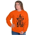thumbnail image 4 of Halloween Witch Don't Kill My Vibe Unisex Plus Fleece Graphic Sweatshirt Brisco Brands 4X, 4 of 5