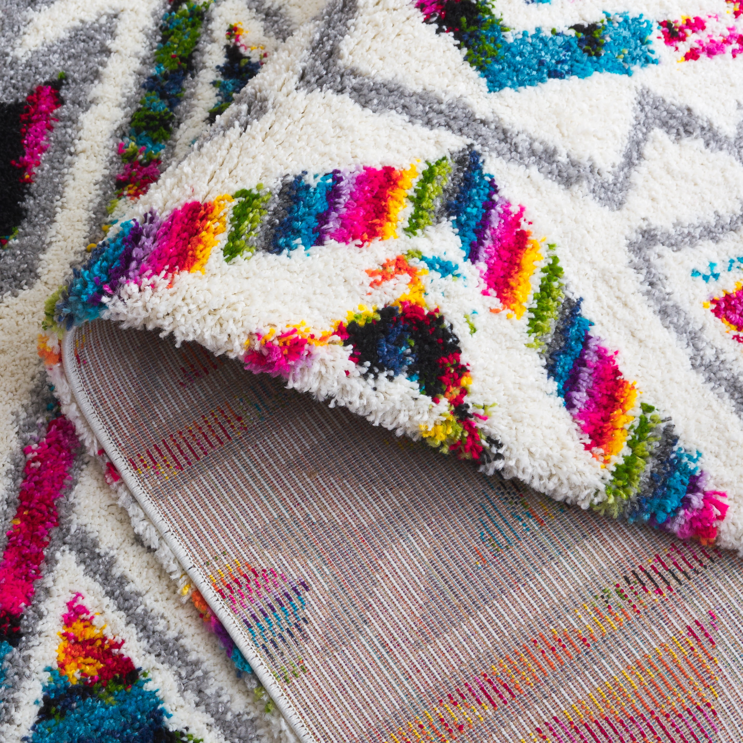 Safavieh Fiesta Shag Geometric Shag Area Rug, Cream/Multi, 9' x 12'