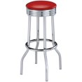 thumbnail image 1 of Coaster Modern Round Faux Leather Bar Stools in Red, 1 of 3