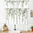 thumbnail image 2 of Eucalyptus Botanical Leaves Small Short Kitchen Curtains Farmhouse Flower Window Curtains Valance and Tier Set 3 Piece 36 Inch Sage Green Tier Treatment Curtain Boho Cafe Curtains for Bathroom, 2 of 6