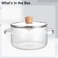 thumbnail image 5 of 60 oz Clear Glass Cooking Pot with Handle, High Borosilicate Glass, Stovetop & Microwave Safe, Easy-to-Clean, Stripe Design, Great for Cooking, Boiling, and Steaming, 5 of 5