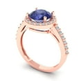 thumbnail image 2 of 1.86 ct Round Cut Simulated Tanzanite Halo Engagement Ring for Women in 18K Rose Gold, 2 of 5