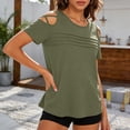 thumbnail image 5 of Womens Tops Summer Solid Color Slant Neck Sleeveless Top Summer Blouses Green XS, 5 of 10