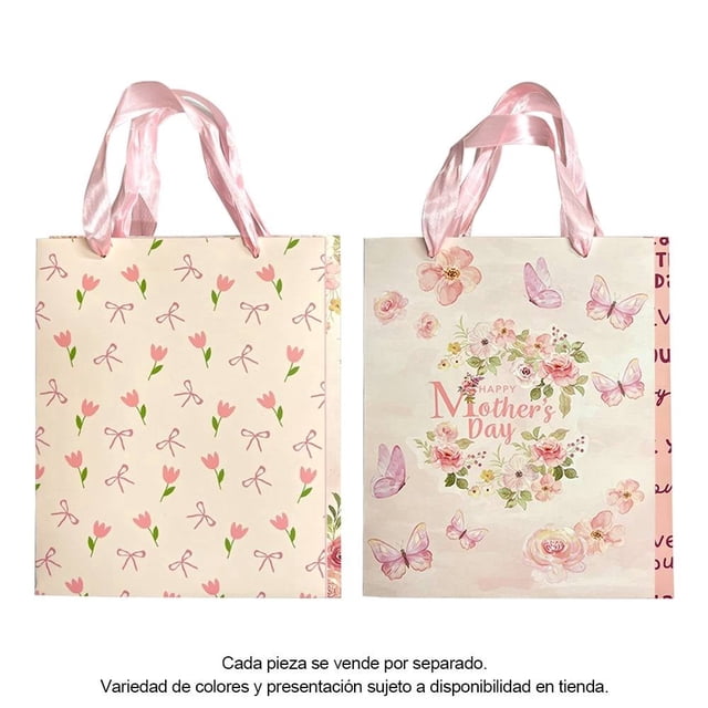Bolsas de Regalo Prichos Día de la Madre Con Flores 2 Piezas Varios Diseños