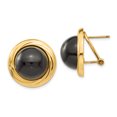 thumbnail image 1 of 14K Yellow Gold Round Onyx Omega Back Post Earrings, 1 of 2