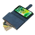 thumbnail image 6 of iPhone 13 Wallet Case, Soft Leather Zipper Magnetic Buckle Horizontal Flip Cover with 5 Card Slots, Blue, 6 of 8