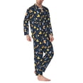 thumbnail image 2 of Susaid Scarf Ski Shoes sock Print Men's Long Sleeve Pajama Set, Two-Piece Button-Down Loungewear PJs Set, Comfortable Sleepwear for Relaxation-X-Large, 2 of 7