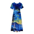 thumbnail image 3 of Midsumdr Womens Dresses Fashionable Short Sleeve Round-Neck Loose Summer Dress Floral Printed Boho Plus Size Swing Maxi Dress, 3 of 5