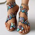 thumbnail image 1 of Sandalias Planas Con Flores Para Mujer, Zapatos Sin Cordones Con Perlas De Imitación Y Puntera A La Moda, Sandalias Informales Para Viajes En La Playa, 1 of 4