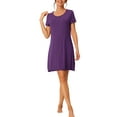 thumbnail image 2 of INSPIRE CHIC Camisón de Mujer de Manga Corta con Volantes, Vestido de Noche, Ropa de Casa, Camisones Talla S, Púrpura Oscuro, 2 of 6