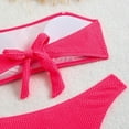 thumbnail image 5 of ZQGJB Women's Two Piece Bandeau Swimsuit Ribbed Solid Color Strapless Tube Bikini Top with Mid Waist Cheeky Bottom Bathing Suit(Hot Pink,XL), 5 of 7