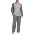 thumbnail image 3 of MINTREUS Men's Pajama Set Lightweight Sleepwear Long Sleeve Shirts and Bottoms Soft Comfy Pjs with Pockets, 3 of 6